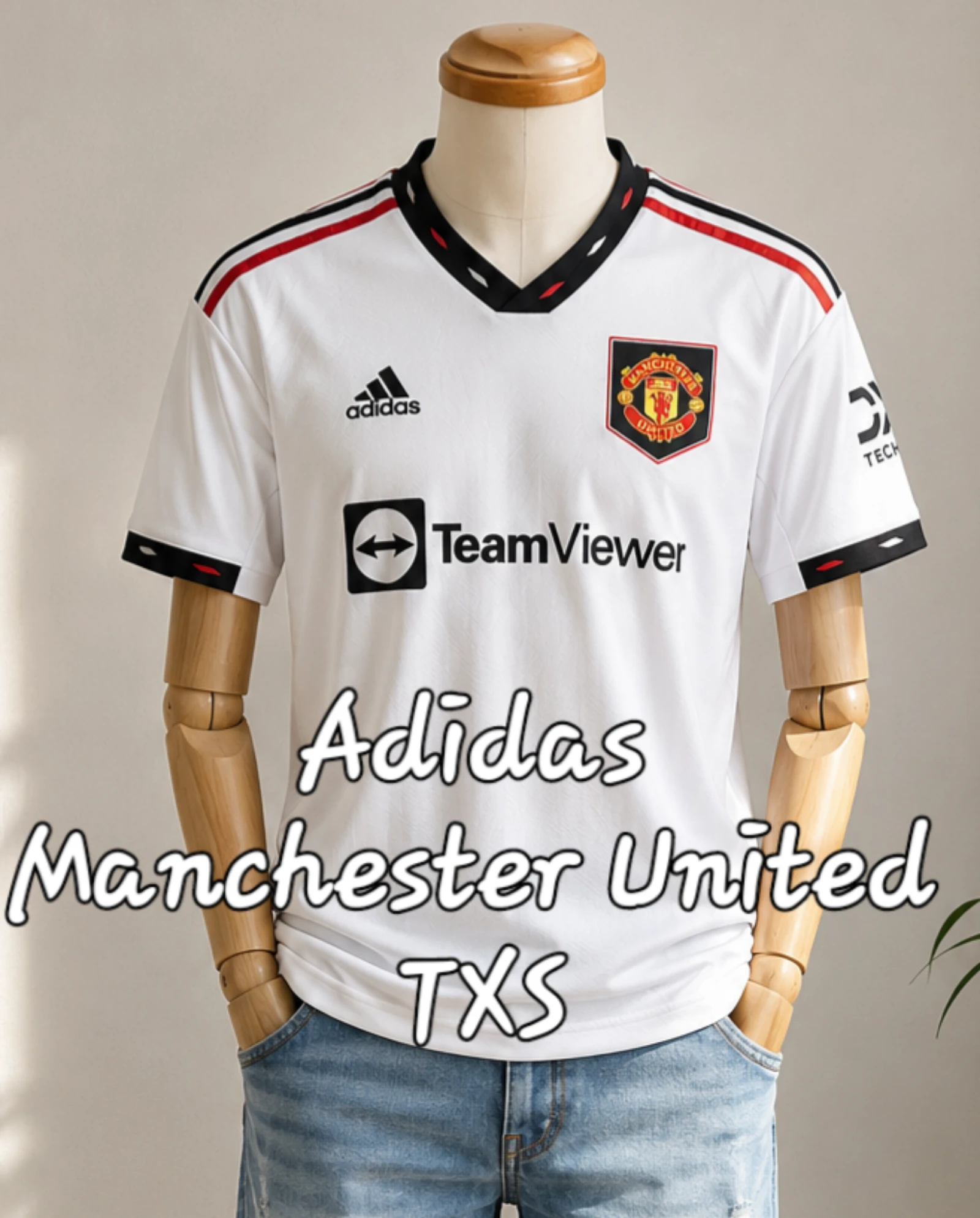 Adidas Manchester United Maillot Extérieur 2022/23 H13880 Blanc T.XS Authentique TBE